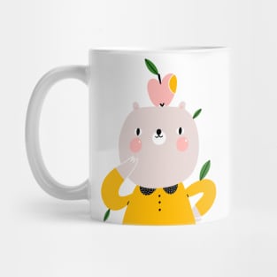 Cute cartoon bear with an apple Mug